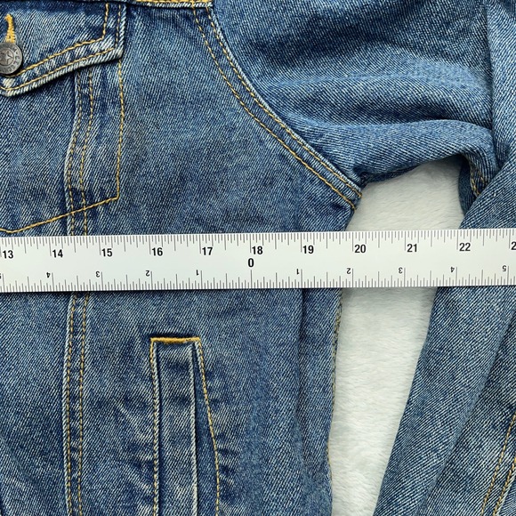 C.E. Schmidt Workwear Denim Trucker Jacket Womens Large Blue Sherpa Lined Cotton - Picture 4 of 8